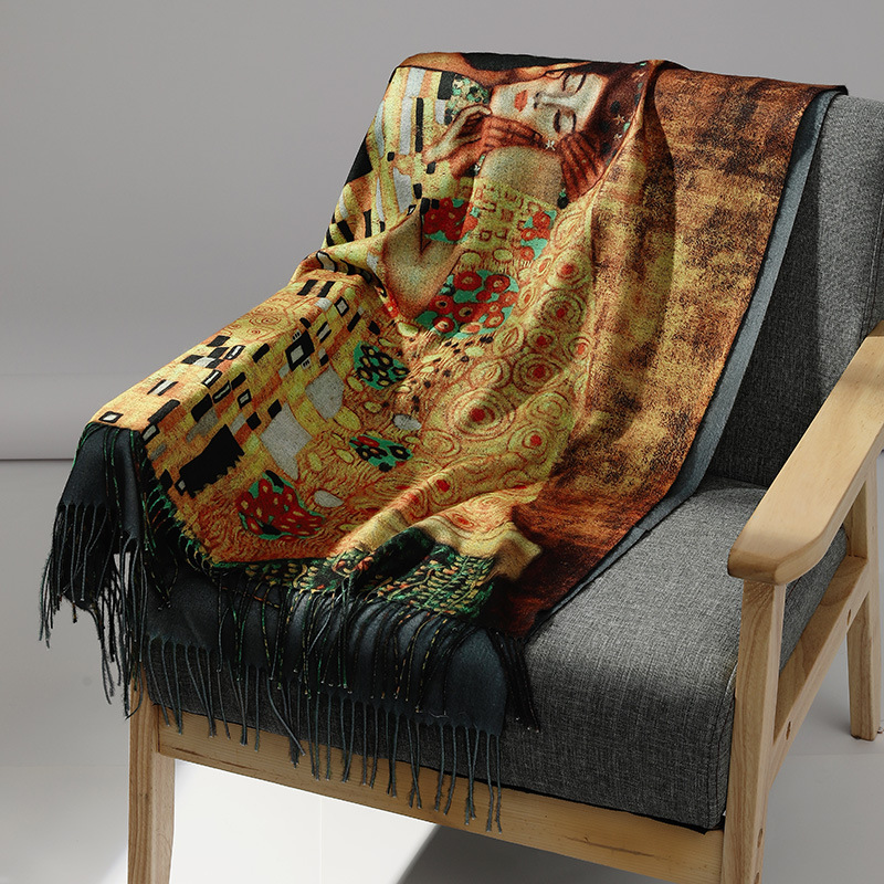 Syal kasmir lukisan minyak mer - Wool Scarf Men ulasan dan harga